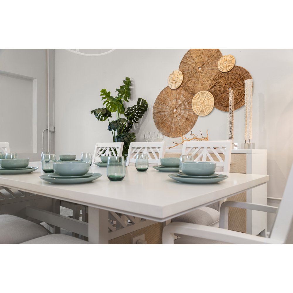 Sea Winds - Miramar - Extendable Trestle Dining Table with Self Storing Leaf (78"-96") - Sand and Stark White Finish - D77786-SAND view 5