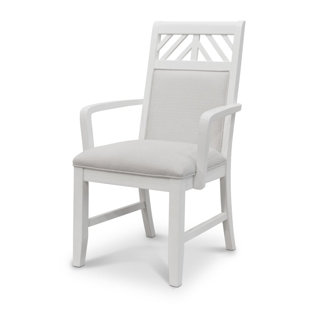 Sea Winds - Miramar - Upholstered Dining Arm Chair - Stark White Finish - Sand Upholstery (Set of 2) - D77782-SAND view 1