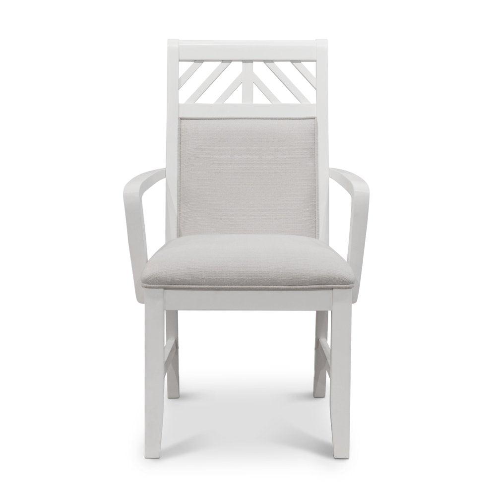 Sea Winds - Miramar - Upholstered Dining Arm Chair - Stark White Finish - Sand Upholstery (Set of 2) - D77782-SAND view 3