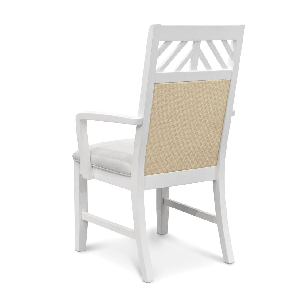 Sea Winds - Miramar - Upholstered Dining Arm Chair - Stark White Finish - Sand Upholstery (Set of 2) - D77782-SAND view 4
