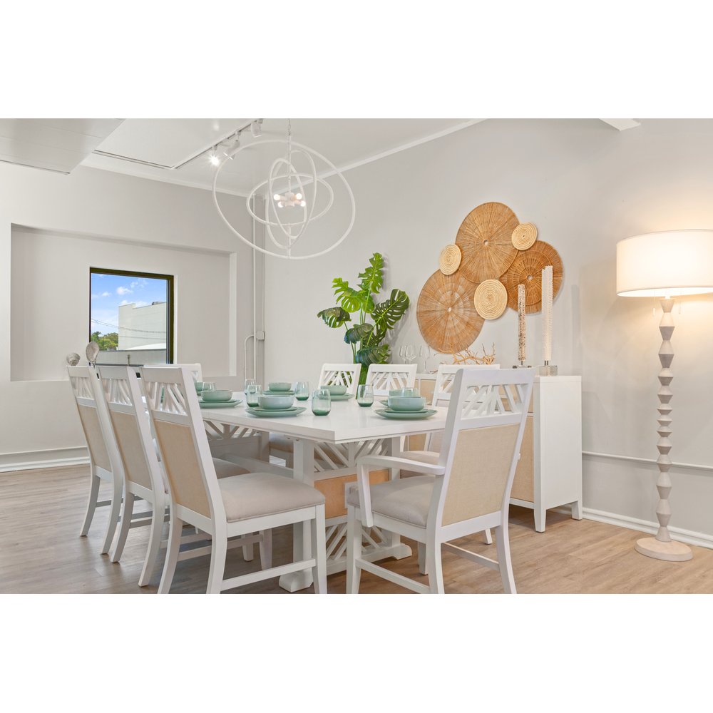 Sea Winds - Miramar - Upholstered Dining Arm Chair - Stark White Finish - Sand Upholstery (Set of 2) - D77782-SAND view 7