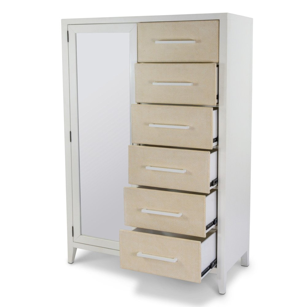 Sea Winds - Miramar - Woven Mirrored Door Chest - Sand and Stark White Finish - B77737-SAND view 1