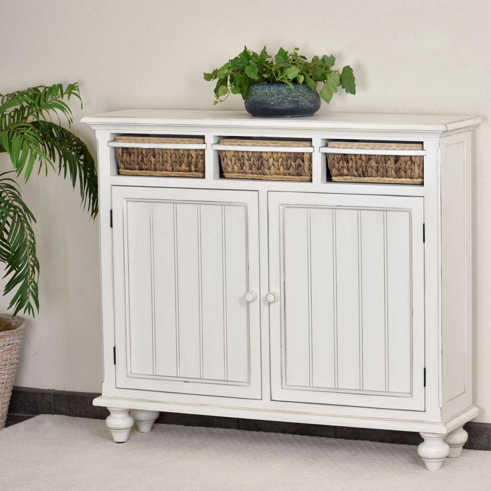 Sea Winds - Monaco Entry Cabinet with Baskets - B81822-BLANC veiw 5