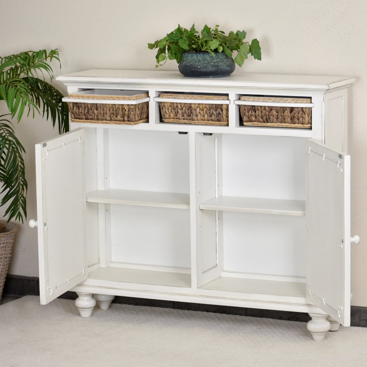 Sea Winds - Monaco Entry Cabinet with Baskets - B81822-BLANC veiw 8