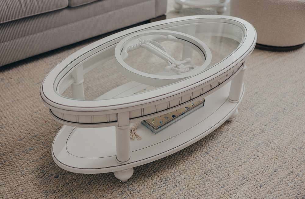 Sea Winds - Monaco Oval Coffee Table - B81803-BLANC veiw 3