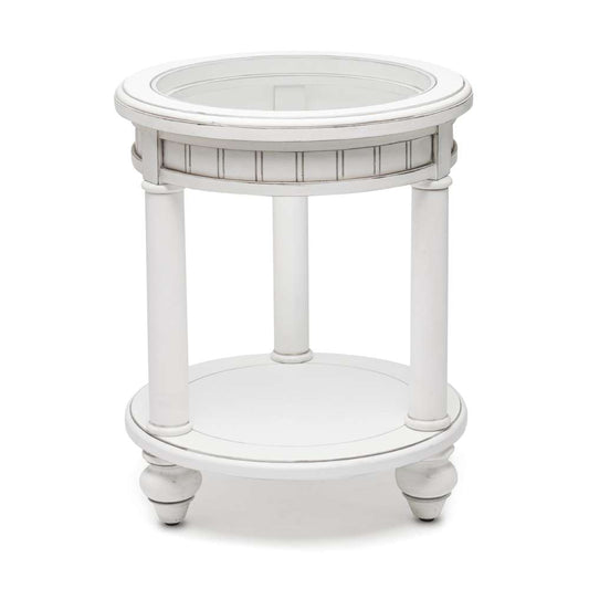 Sea Winds - Monaco Round End Table - B81802-BLANC veiw 1