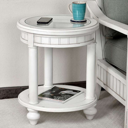 Sea Winds - Monaco Round End Table - B81802-BLANC veiw 6
