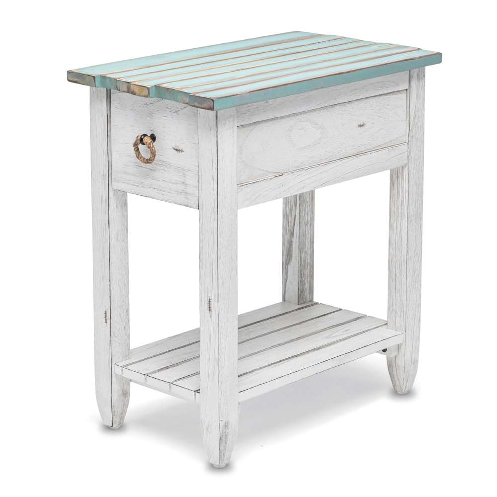 Sea Winds - Picket Fence Chairside Table - B78205-DBLEU/WH veiw 1
