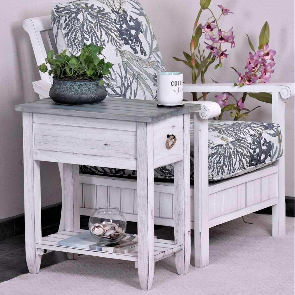 Sea Winds - Picket Fence Chairside Table - B78205-DBLEU/WH veiw 2
