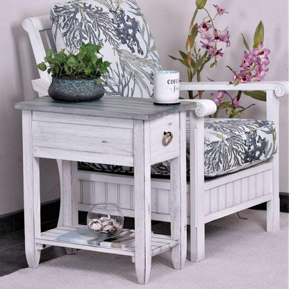 Sea Winds - Picket Fence Chairside Table - B78205-DBLEU/WH veiw 2