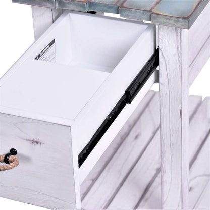 Sea Winds - Picket Fence Chairside Table - B78205-DBLEU/WH veiw 3