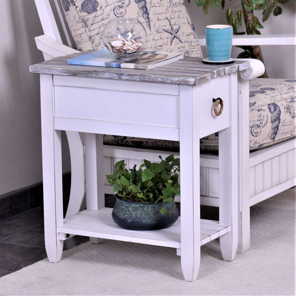 Sea Winds - Picket Fence Chairside Table - B78205-GREY/BLANC veiw 2