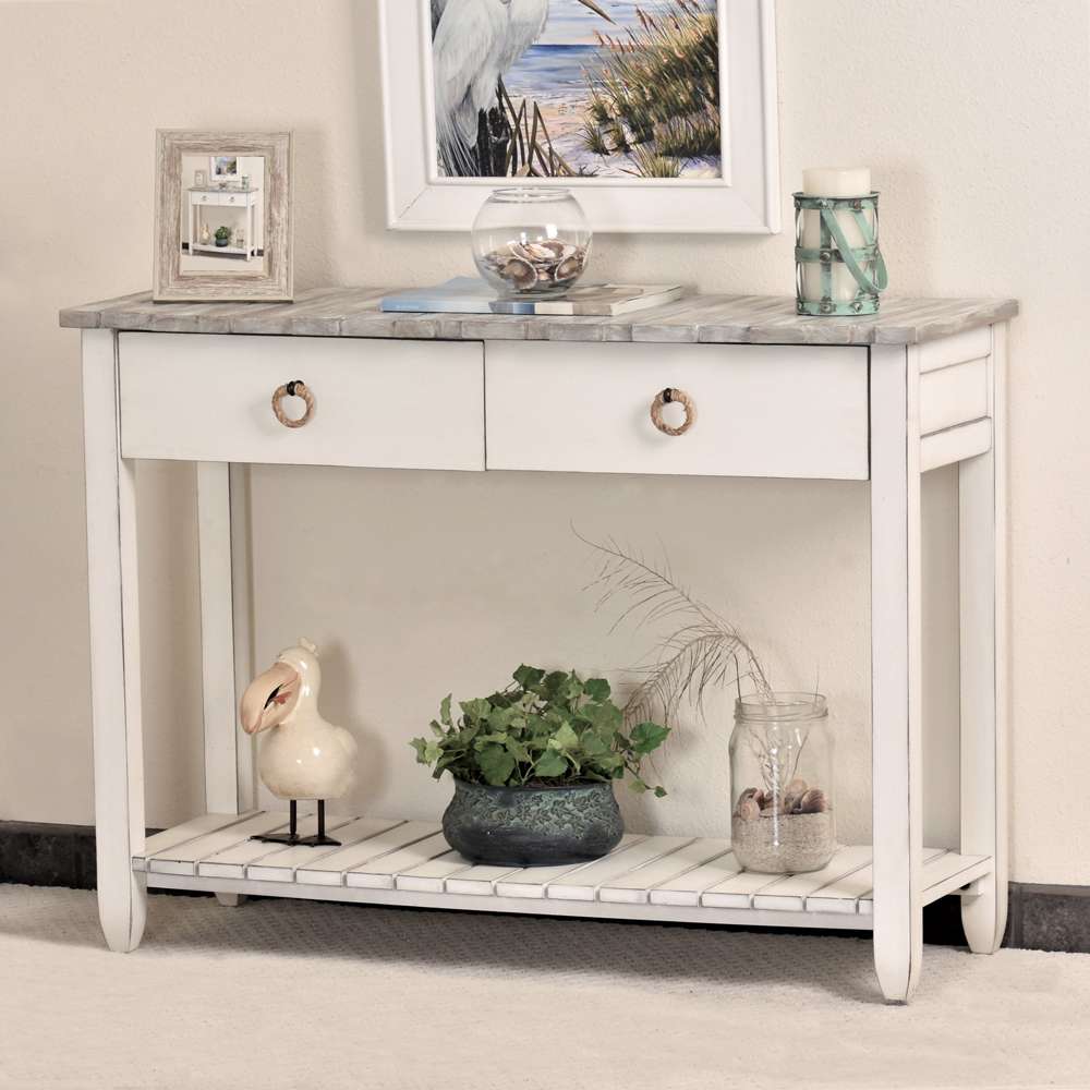 Sea Winds - Picket Fence Console Table - B78204-GREY/BLANC veiw 3