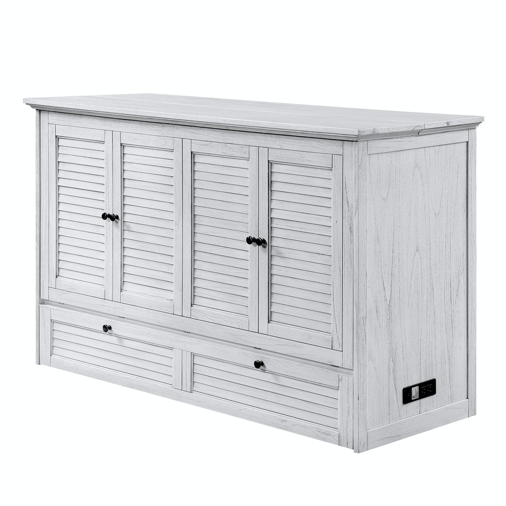 Sea Winds - Surfside - Queen Size Cabinet Bed with Mattress - Weathered White Finish - B277CABBED-WW view 2