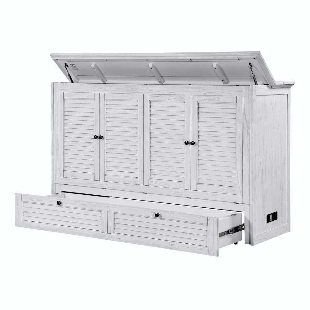 Sea Winds - Surfside - Queen Size Cabinet Bed with Mattress - Weathered White Finish - B277CABBED-WW view 11