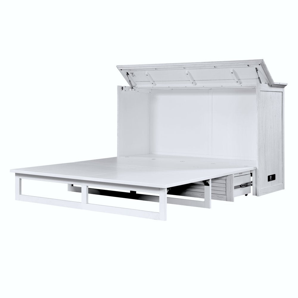 Sea Winds - Surfside - Queen Size Cabinet Bed with Mattress - Weathered White Finish - B277CABBED-WW view 12