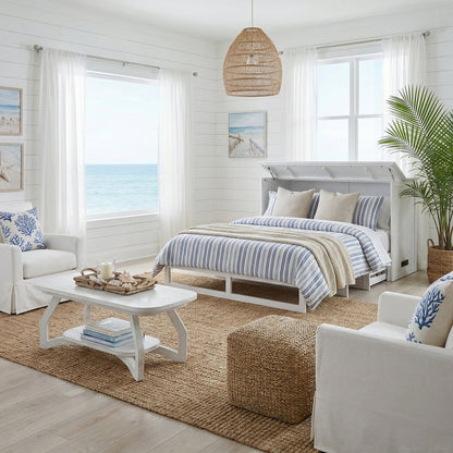 Sea Winds - Surfside - Queen Size Cabinet Bed with Mattress - Weathered White Finish - B277CABBED-WW view 13
