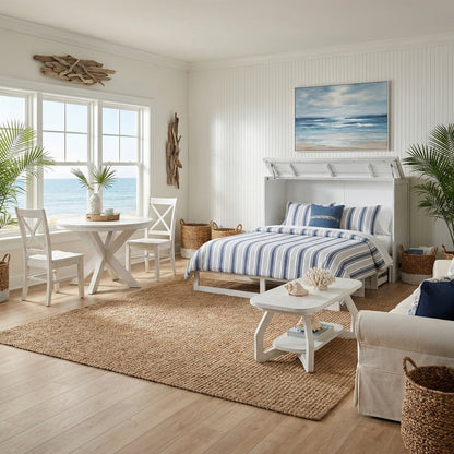 Sea Winds - Surfside - Queen Size Cabinet Bed with Mattress - Weathered White Finish - B277CABBED-WW view 14