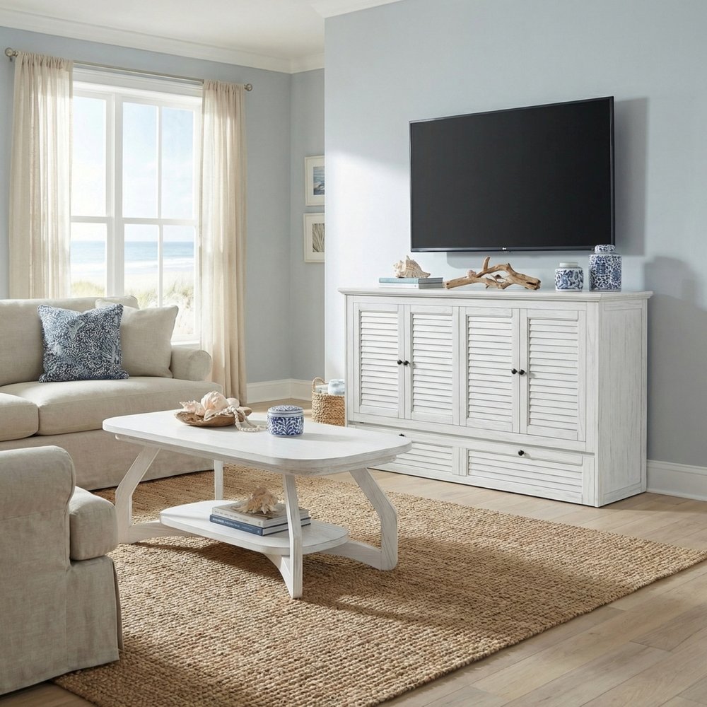 Sea Winds - Surfside - Queen Size Cabinet Bed with Mattress - Weathered White Finish - B277CABBED-WW view 18