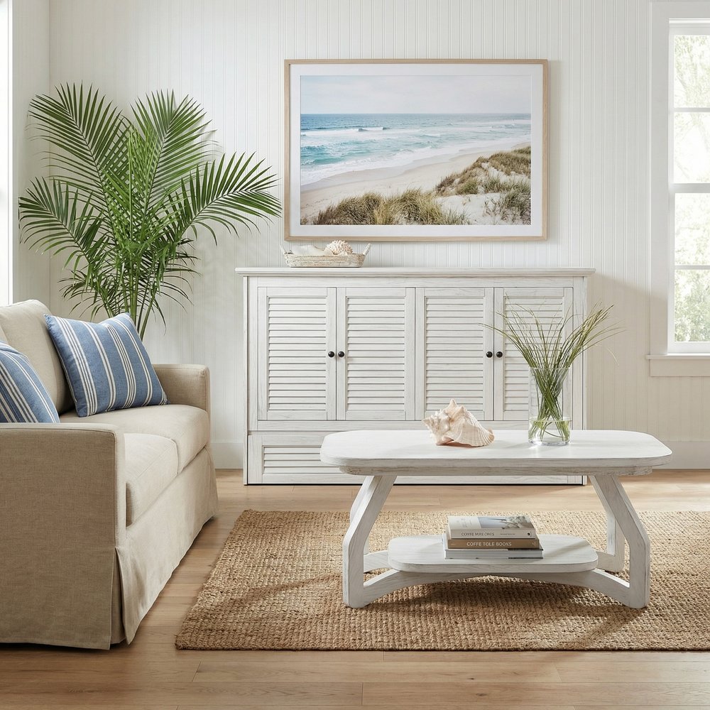 Sea Winds - Surfside - Queen Size Cabinet Bed with Mattress - Weathered White Finish - B277CABBED-WW view 19