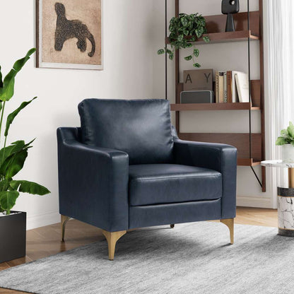 Serta by Lifestyle Solutions - Moreland Faux Leather Arm Chair, Navy - 131A013NVY veiw 6