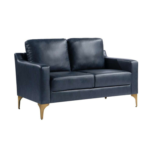 Serta by Lifestyle Solutions - Moreland Faux Leather Loveseat, Navy - 132A013NVY veiw 1