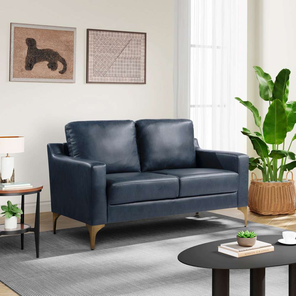 Serta by Lifestyle Solutions - Moreland Faux Leather Loveseat, Navy - 132A013NVY veiw 6