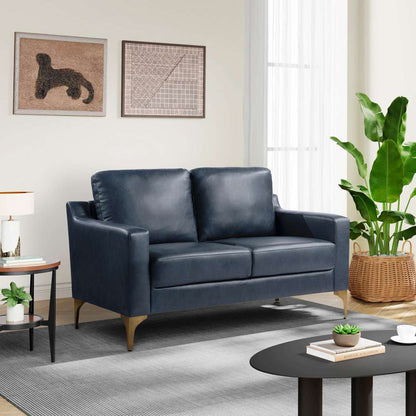 Serta by Lifestyle Solutions - Moreland Faux Leather Loveseat, Navy - 132A013NVY veiw 6