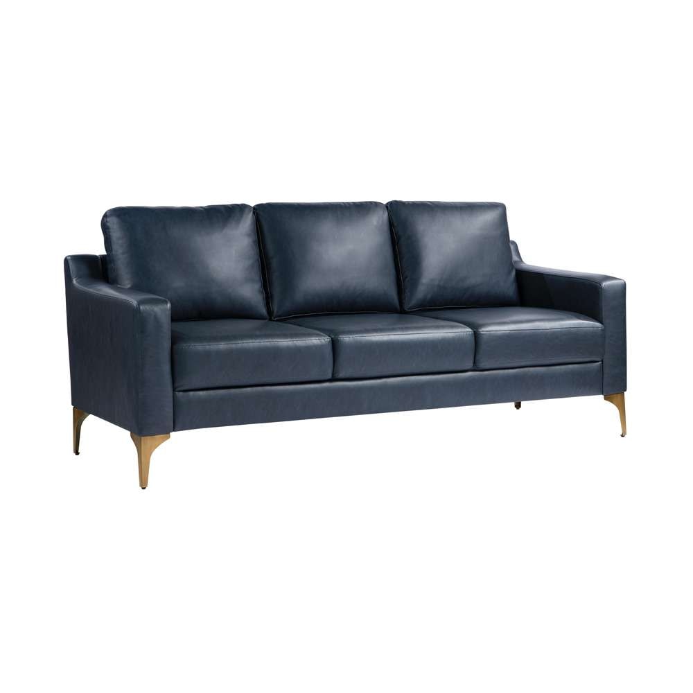 Serta by Lifestyle Solutions - Moreland Faux Leather Sofa, Navy - 133A013NVY veiw 1