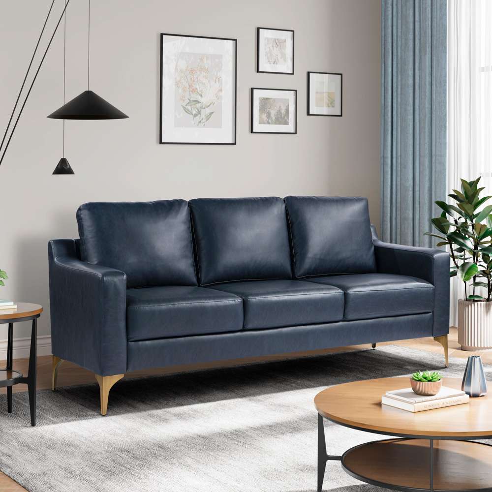 Serta by Lifestyle Solutions - Moreland Faux Leather Sofa, Navy - 133A013NVY veiw 6