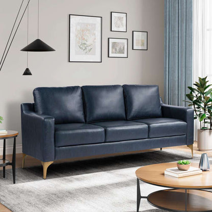 Serta by Lifestyle Solutions - Moreland Faux Leather Sofa, Navy - 133A013NVY veiw 6