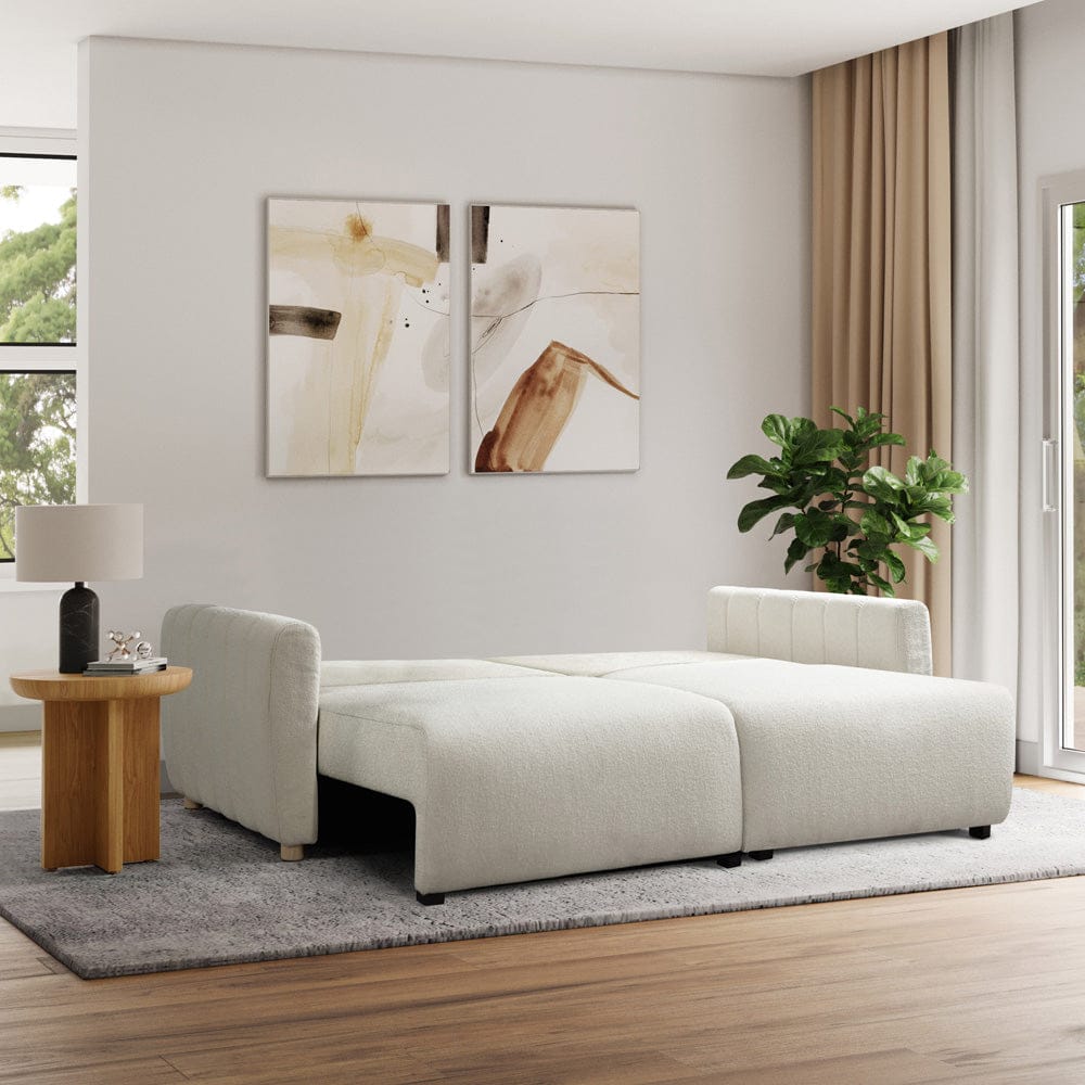 Serta - Galloway Quen Sofa Convertible Ivoty Boucle - 113A010IVO view 11
