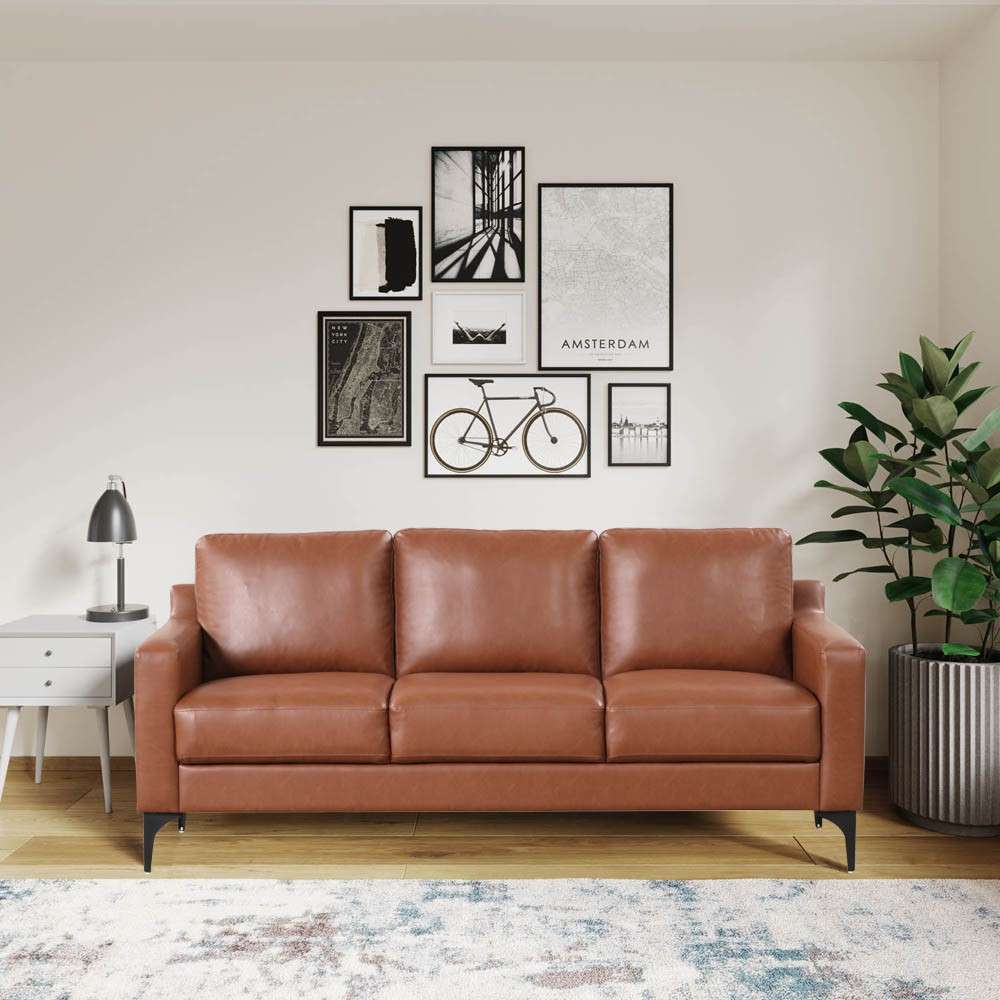 Serta - Moreland Faux Leather Sofa, Brown by Lifestyle Solutions - 133A013BRN veiw 4