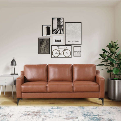 Serta - Moreland Faux Leather Sofa, Brown by Lifestyle Solutions - 133A013BRN veiw 4