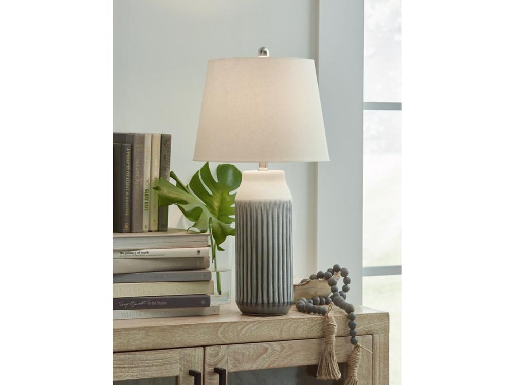 Signature Design by Ashley - Afener Ceramic Table Lamp (Set of 2) in Blue/Beige - L177984 veiw 2