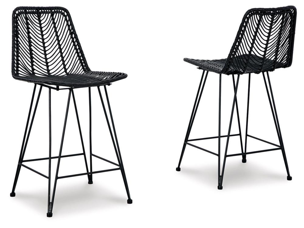 Signature Design by Ashley - Angentree Upholstered Barstool (Set Of 2) in Black/Gray - D434-124 veiw 3
