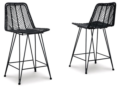Signature Design by Ashley - Angentree Upholstered Barstool (Set Of 2) in Black/Gray - D434-124 veiw 3