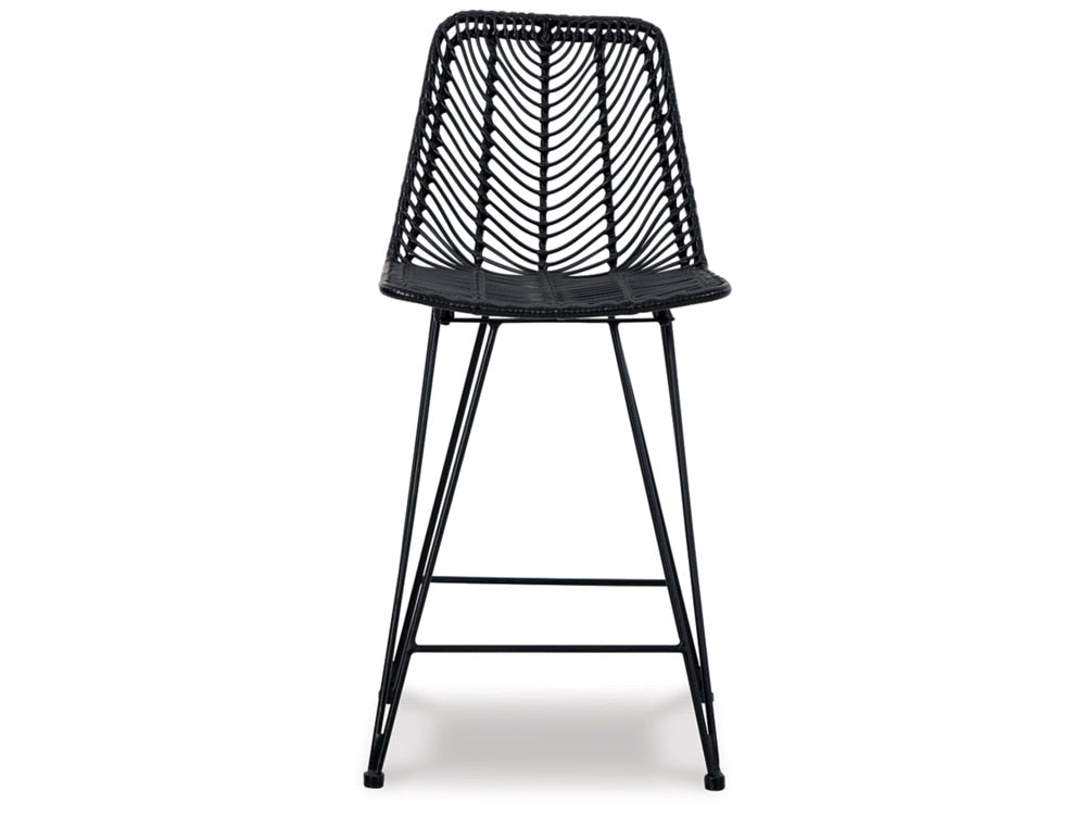 Signature Design by Ashley - Angentree Upholstered Barstool (Set Of 2) in Black/Gray - D434-124 veiw 4