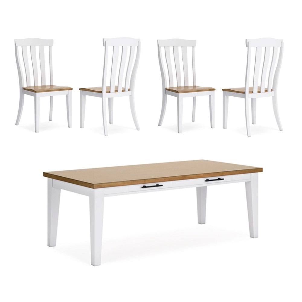 Signature Design by Ashley - Ashbryn Dining Table And 4 Chairs in White/Natural veiw 1