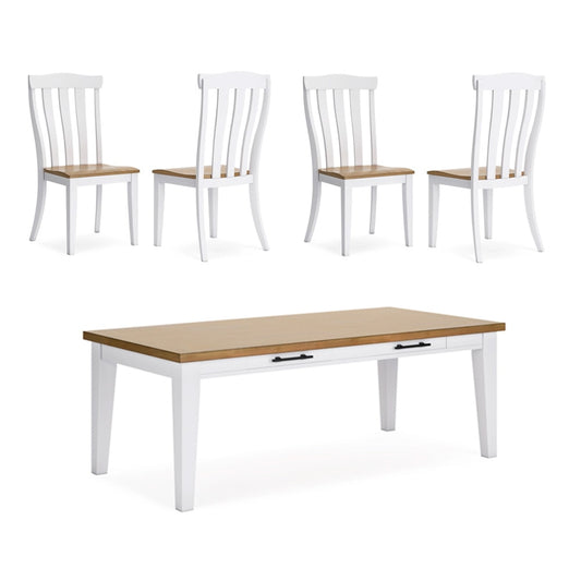 Signature Design by Ashley - Ashbryn Dining Table And 4 Chairs in White/Natural veiw 1