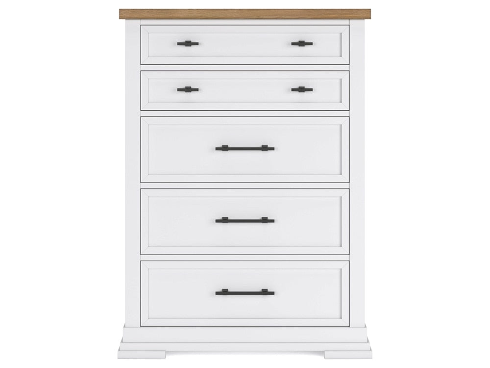 Signature Design by Ashley - Ashbryn Five Drawer Chest in White/Natural - B844-46 veiw 1