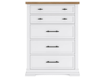Signature Design by Ashley - Ashbryn Five Drawer Chest in White/Natural - B844-46 veiw 1