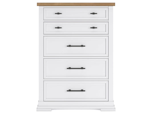 Signature Design by Ashley - Ashbryn Five Drawer Chest in White/Natural - B844-46 veiw 1