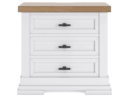 Signature Design by Ashley - Ashbryn Three Drawer Night Stand in White/Natural - B844-93 veiw 1