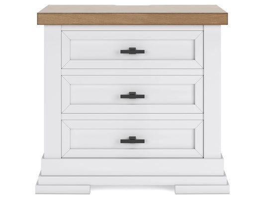 Signature Design by Ashley - Ashbryn Three Drawer Night Stand in White/Natural - B844-93 veiw 1