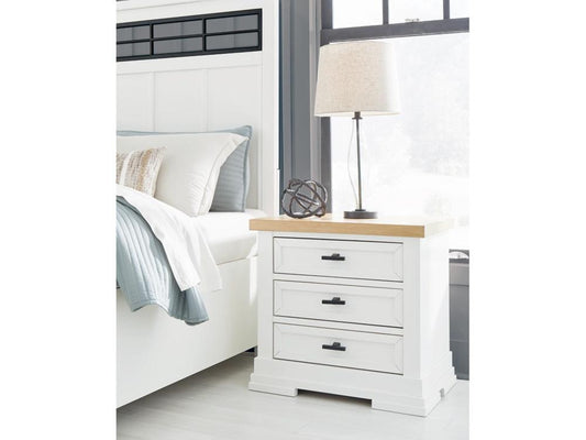 Signature Design by Ashley - Ashbryn Three Drawer Night Stand in White/Natural - B844-93 veiw 2