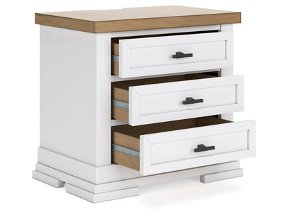 Signature Design by Ashley - Ashbryn Three Drawer Night Stand in White/Natural - B844-93 veiw 3