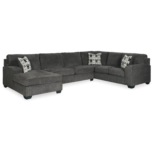 Signature Design by Ashley - Ballinasloe Fabric 3 Piece Sectional - Left Chaise in Smoke veiw 1
