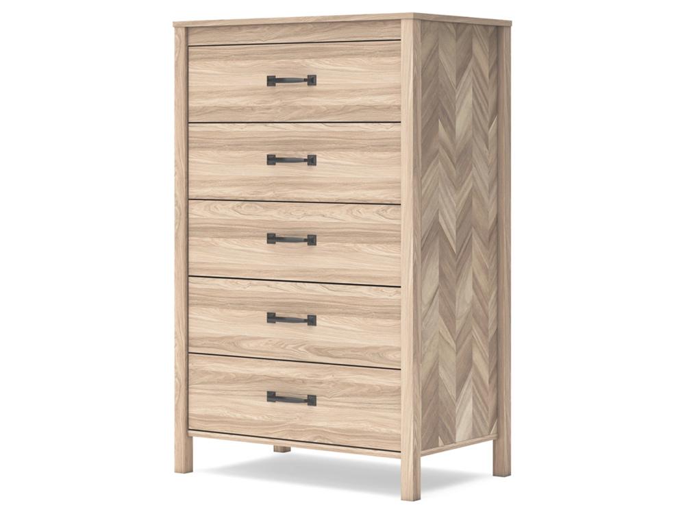 Signature Design by Ashley - Battelle Five Drawer Chest in Tan - EB3929-245 veiw 3
