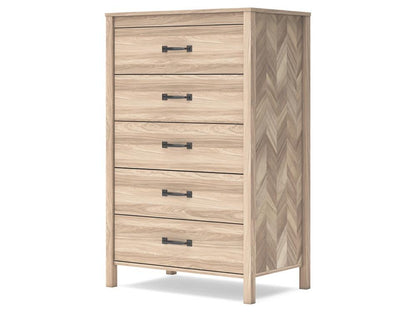 Signature Design by Ashley - Battelle Five Drawer Chest in Tan - EB3929-245 veiw 3